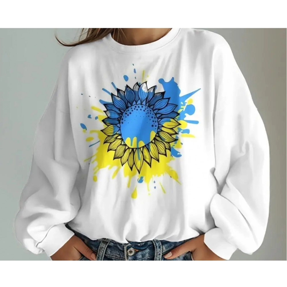 Ukrainian Traditional Graphic Print Women's Sweatshirts Oversized Hoodies Long Sleeve Women Clothing Casual Top Sweatshirts